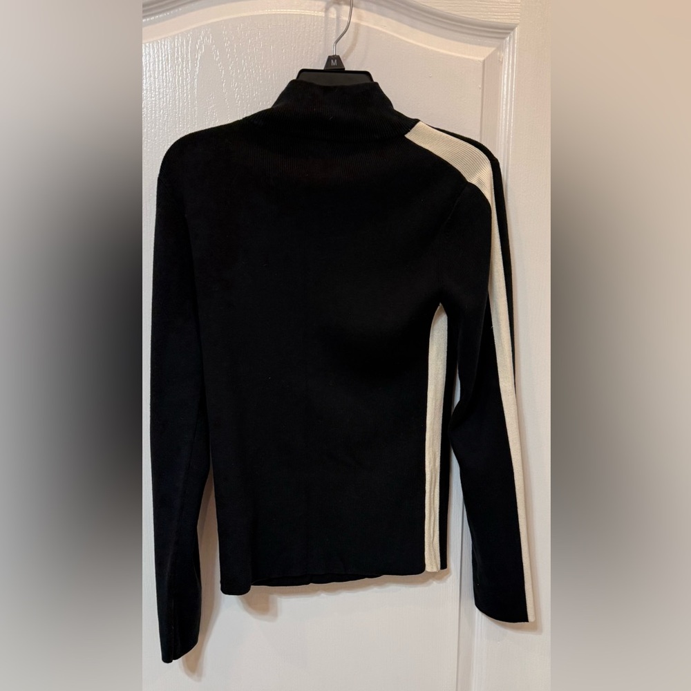 Polo Jeans Company Black and White Long Sleeve Top TurttleNeck Women Medium - Picture 2 of 9